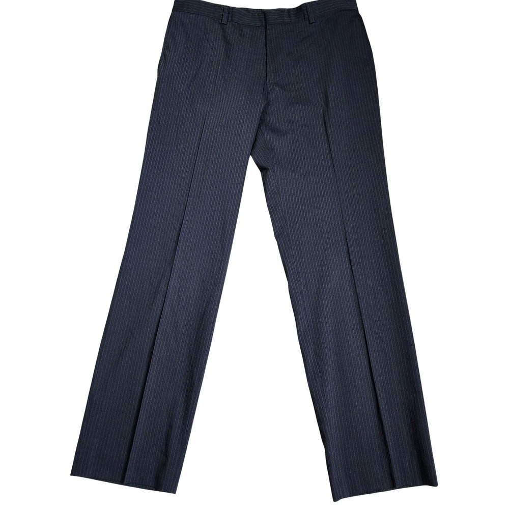 Hugo Boss Cravin Mens 36R Navy Blue Pinstripe Virgin Wool Blend Dress Pants